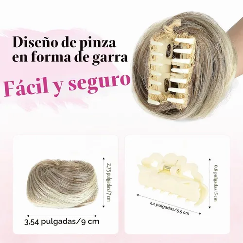 Vista 2 de REECHO Space Bun Hair Pieces, 2 piezas de mini clips de garra en moños desordenados y orejas de gato, extensiones de moño de cabello falso HB001