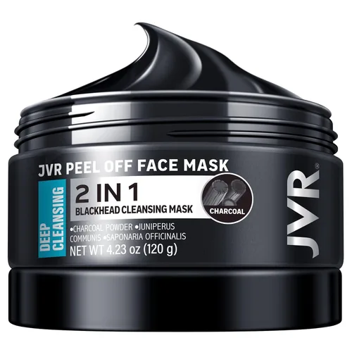 Vista 8 de JVR Máscara facial desprendible, máscara removedora de puntos negros para hombres, máscara negra desprendible de carbón, máscara facial purificadora