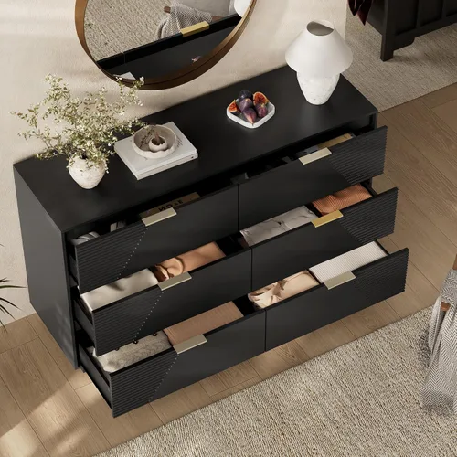 Vista 3 de Gyfimoie Cómoda negra para dormitorio, cómoda moderna de 47.2 pulgadas de Negro