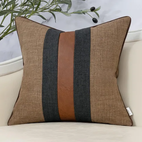 Vista 14 de Yangest - Funda de cojín de patchwork de lujo de 18x18 pulgadas, funda de almohada cuadrada de algodón y lino para sofá, dormitorio y sala de estar