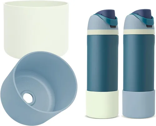 Vista 26 de 2 botas de silicona compatibles con Owala FreeSip de 24 onzas, funda protectora superior para botella de agua, reducción de ruido, cubierta inferior