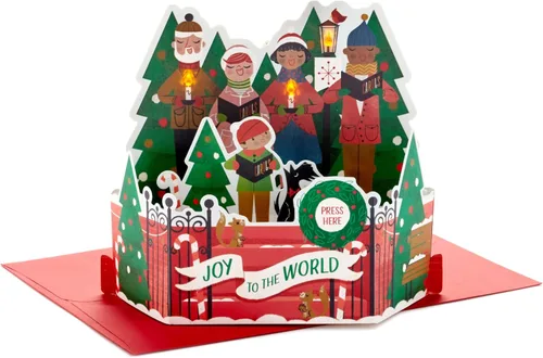 Vista 7 de Hallmark Paper Wonder - Tarjeta de felicitación desplegable de Navidad con sonido y movimiento (tren de Navidad, reproduce "Deck the Halls")