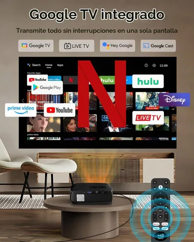 Vista 2 de Daytime 4K Projector【Google TV / 2300 ANSI】Smart Movie Projector with WiFi 6 and Bluetooth, 38W Dolby Audio, ToF Autofocus, NFC/Voice Control, HDMI