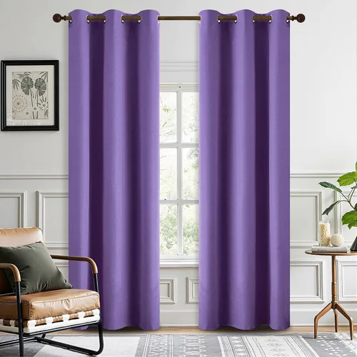 Vista 19 de DONREN Cortinas opacas completas para dormitorio, aislamiento térmico y reducción de ruido, cortinas de lino con ojales para sala de estar y Negro