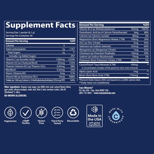 Vista 3 de Power Pak, suplemento dietario: electrolitos, stamina, minerales traza- Sin OMG, ESPP04, 30, Explosión Naranja, 1, 1