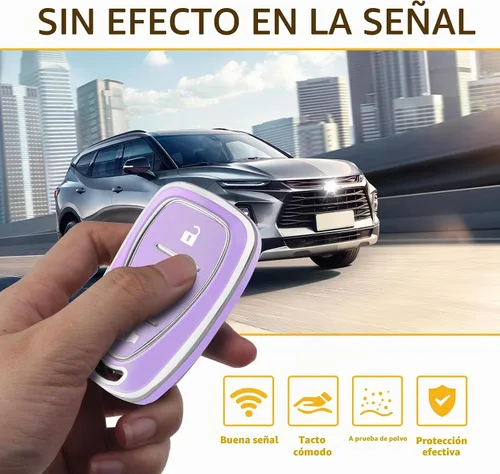 Vista 4 de FT FUNTOR - Funda para llavero Chevy con 4 botones Plateado/Púrpura