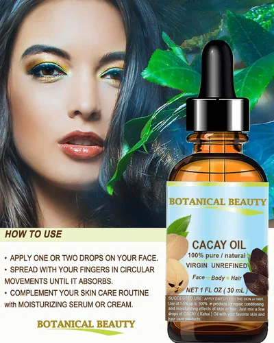 Vista 6 de Botanical Beauty CACAY ACEITE 100% puro natural virgen sin refinar Aceite portador prensado en frío WILD GROW 1 fl oz 1.0 fl oz para cara, piel