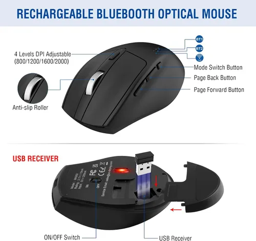 Vista 6 de MK960 Combo de Teclado y Ratón Inalámbrico Ergonómico, Teclado de Diseño Dividido Bluetooth/2.4G con Reposamuñecas y Ratón Inalámbrico Ajustable