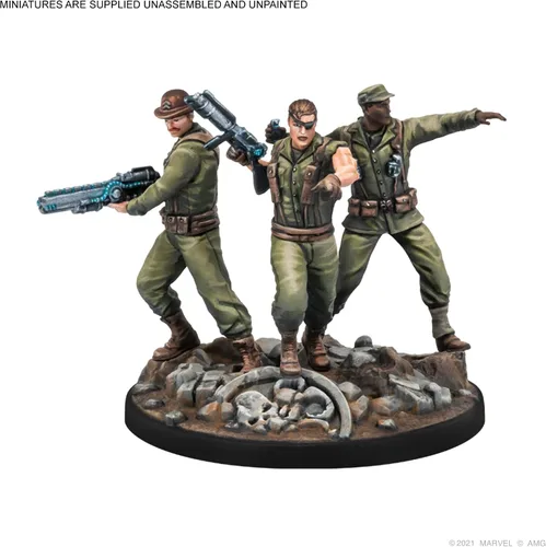 Vista 3 de Marvel: Crisis Protocol Nick Fury, Sr. & Howling Commandos Paquete de personajes – ¡Aplasta a Hydra con este equipo de élite! Juego de superhéroes