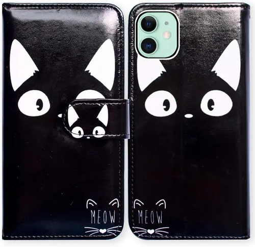 Vista 32 de Bcov Funda para iPhone 11, funda de piel con tapa y función atril para iPhone 11, diseño de flores y mariposas azules