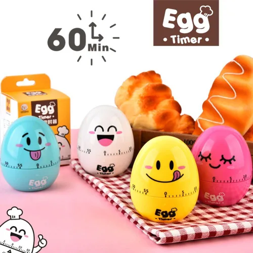 Vista 8 de Temporizadores de maquinaria de huevos de dibujos animados lindos 60 minutos temporizador de cocina mecánica reloj contadores de alarma ruidosos Azul