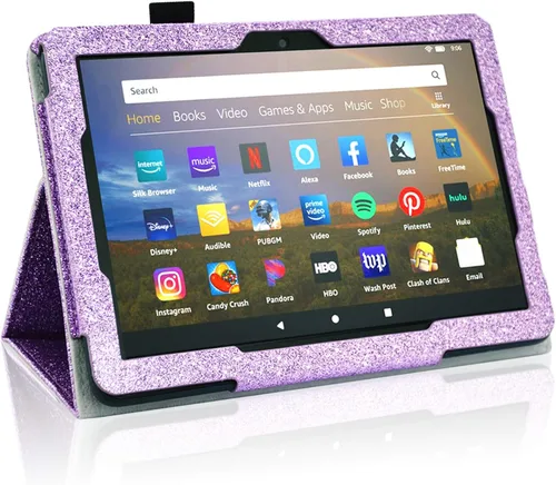 Vista 4 de ACdream Funda para tablet Fire HD 8 y 8 Plus de 10ª generación 2021, funda delgada de piel sintética, con soporte plegable, encendido y apagado