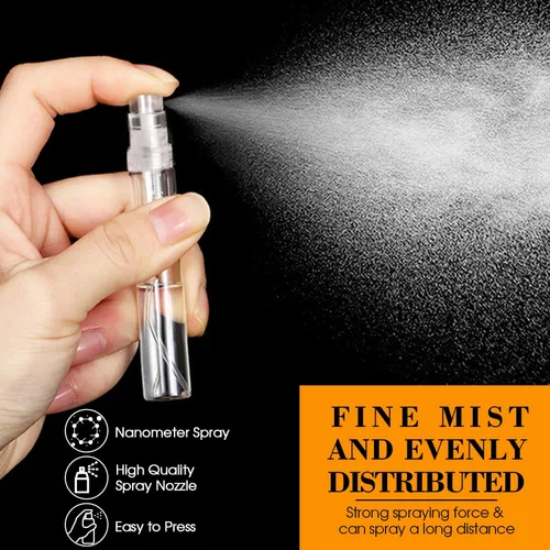 Vista 3 de 60 mini botellas de atomizador, botella de plástico transparente portátil, atomizador de perfume recargable de niebla fina vacía, recipientes