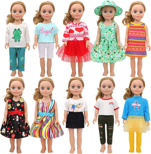 Vista 11 de MSYO 10 juegos (19 piezas) de ropa de muñeca para muñecas de 17 a 18 pulgadas, trajes diversos