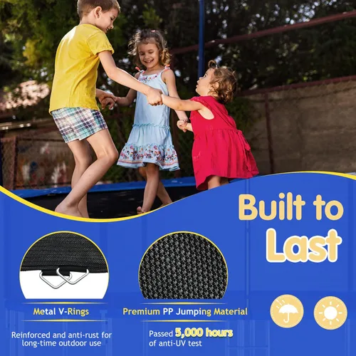 Vista 4 de GYMAX Tapete para cama elástica, 8 pies/10 pies/12 pies/14 pies/15 pies/16 pies, tapete de repuesto para trampolín con anillos en V