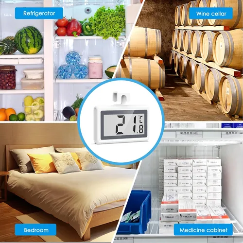 Vista 5 de AMIR Termómetro digital mejorado para refrigerador, termómetro para refrigerador y congelador con pantalla LCD transparente, parte trasera