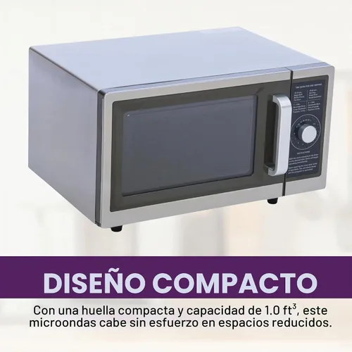 Vista 2 de A-to-Z Supply Microondas comerciales con control de dial, interior de 1 pie cúbico, acero inoxidable, 1000 vatios, aprobado por UL y NSF