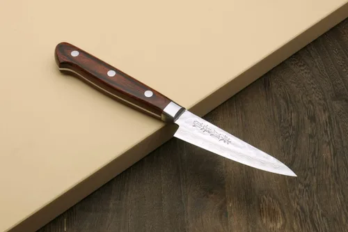Vista 9 de Yoshihiro VG10 Cuchillo de utilidad para pelar de acero inoxidable de Damasco martillado de 16 capas (3.2" (80mm))