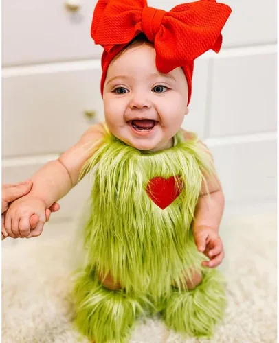 Vista 3 de Traje de disfraz de Navidad para bebés y niñas pequeñas conjunto de ropa con diadema y calentador de piernas