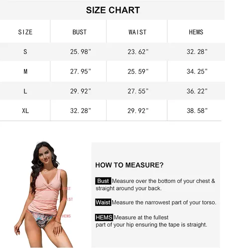 Vista 7 de AGERWAY Conjunto de tankini de dos piezas para mujer, cuello en V, fruncido, sexy, adelgazante, control de abdomen