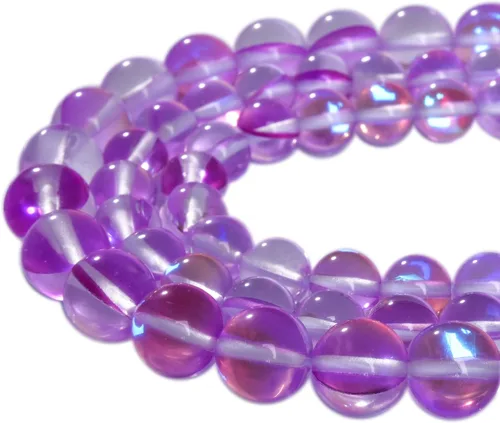 Vista 8 de 48 piedras preciosas redondas de ángel azul Aura de 0.315 pulgadas (0.315 in) pulidas, cuentas sueltas de piedra lisa suelta de cuarzo para hacer