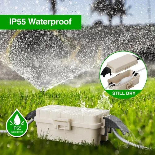 Vista 5 de IP55 Pequeña caja eléctrica al aire libre impermeable, para regleta Inner 5.9 x 3.2 x 1.8inch, Extension Cord Cover with Detachable Awning Covers
