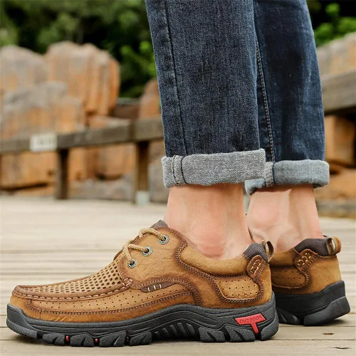 Vista 4 de CHICLOVEY Zapatos de mochilero de agarre de alta tracción para hombre, zapatillas transpirables de verano para senderismo