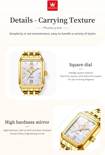 Vista 4 de OLEVS Women Watches Business Dress Square Female Watches for Ladies Stainless Steel Waterproof Luminous Wrist Watch for Women