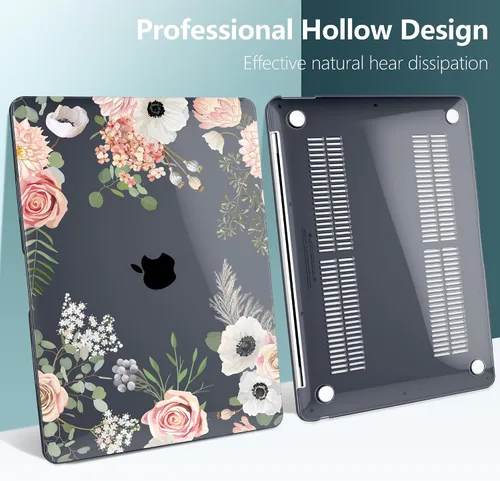Vista 54 de TWOLSKOO Funda para MacBook Air de 13,3 pulgadas (versión antigua 2018-2021, modelos: M1 A2337, A2179, A1932) - Carcasa rígida con protector de Flor