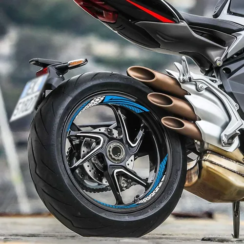 Vista 8 de MC MOTOPARTS Calcomanías para llantas de 17 pulgadas compatibles con CB1100RS VFR800 X F CB 300R 125R CB1300 (azul aguamarina)