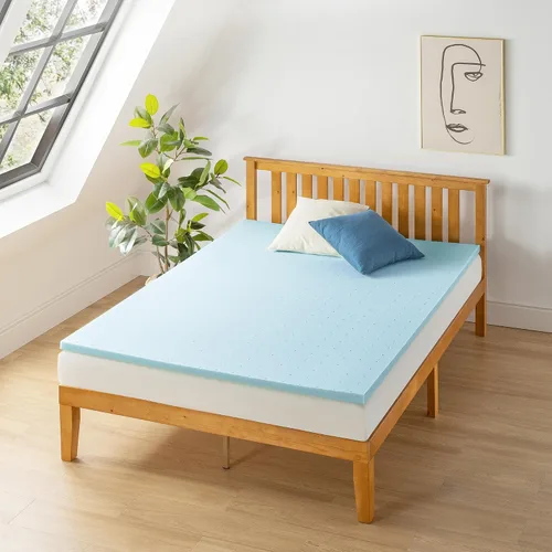 Vista 2 de Best Price Mattress - Cubrecolchón ventilado de espuma viscoelástica de 1.5 pulgadas, infusión de gel refrescante, certificado CertiPUR-US