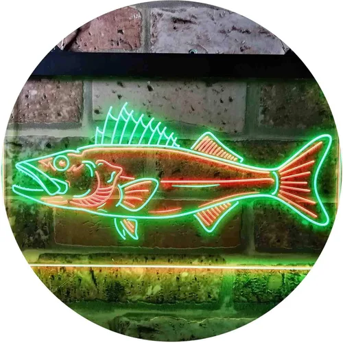 Vista 9 de ADVPRO Walleye Fish Camp Man Cave Dual Color LED Neon Sign Blue & Red 12 x 8 Inches st6s32-i3732-br