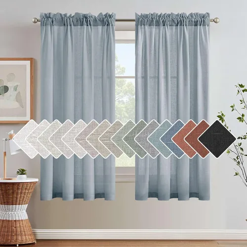 Vista 40 de H.VERSAILTEX Cortinas texturizadas de lino con filtro de luz para sala de estar, tratamiento de ventanas, cortinas naturales y duraderas