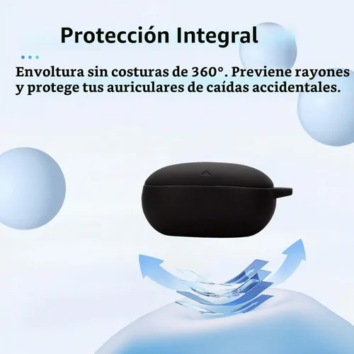 Vista 3 de NOUKAJU - Funda protectora para auriculares Anker Soundcore Liberty 5 (con mosquetón + cordón + bolígrafo de limpieza) a prueba de caídas, a prueba