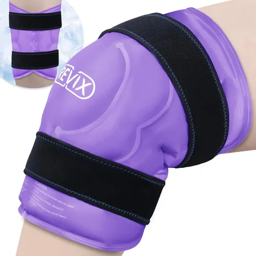 Vista 10 de REVIX Rodillera de hielo reutilizable XXXL de 20 pulgadas para reducción de molestias, paquete de gel de terapia de frío extra grande para rodilla