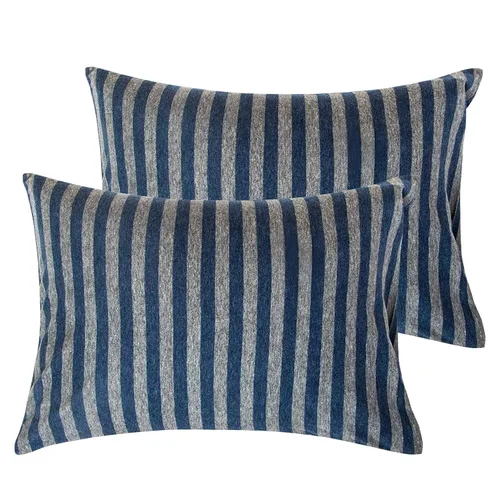 Vista 16 de NTBAY Fundas de almohada de algodón, 2 unidades, suaves y transpirables, para viajes, 13.0 x 17.7 in Azul