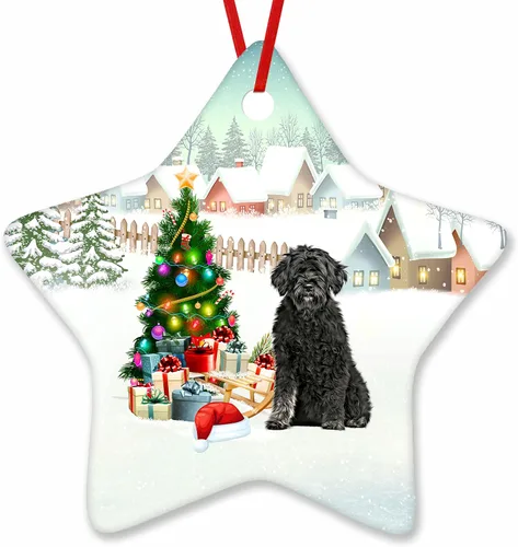 Vista 27 de Prezzy Airedale Terrier - Adorno para decoración de árbol de Navidad, regalos lindos para amantes de los perros, para familiares y amigos, nuevo