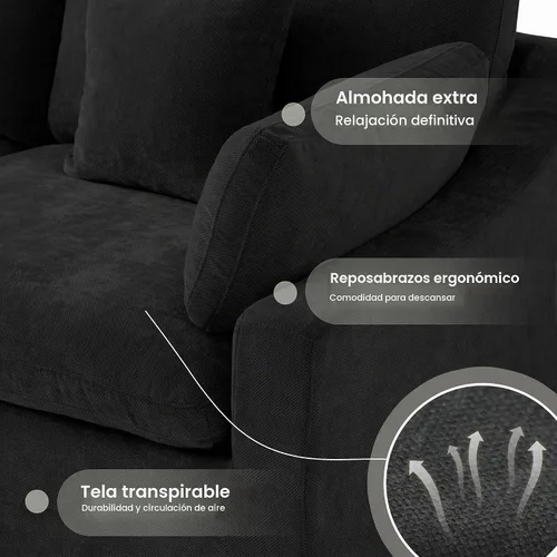 Vista 5 de Sofá seccional de 83 pulgadas para sala de estar, sofá modular relleno de plumón, sofás en forma de L con otomana, sofá convertible, fundas de sofá