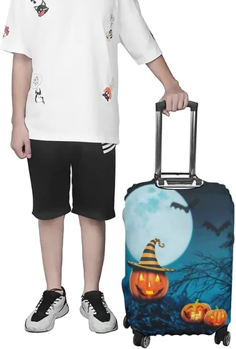 Vista 5 de Happy Helloween Night Travel Luggage Cover Anti-Scratch Suitcase Protector Washable Baggage XL