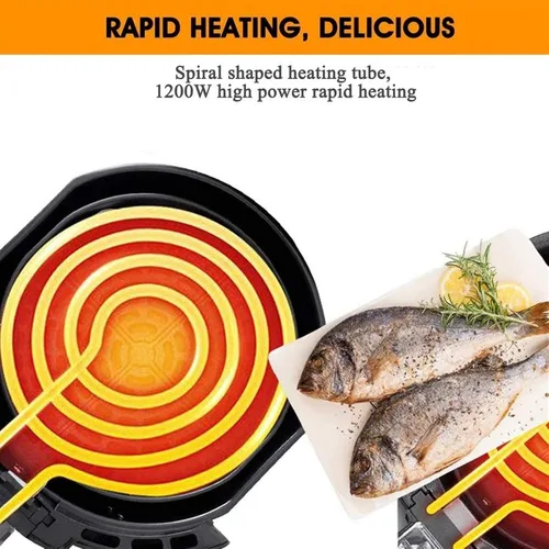 Vista 4 de Freidora de aire 5L Horno freidora de aire 1350W Horno de aire eléctrico con control de temperatura Negro