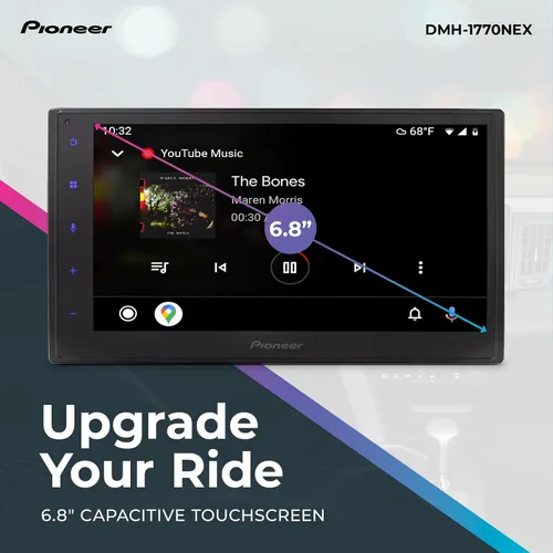 Vista 2 de Pioneer DMH-1770NEX Receptor multimedia digital de doble DIN, Apple CarPlay con cable y Android Auto, pantalla táctil capacitiva de 6.8