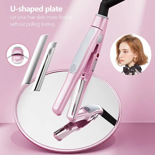 Vista 3 de DAN Technology, Plancha de pelo pequeña para cabello corto, mini plancha de pelo de 1/2 pulgada, plancha plana de viaje de doble voltaje, placas