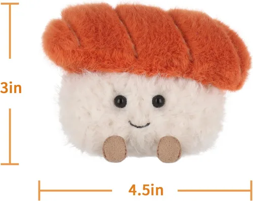 Vista 8 de Albaricoque Cordero Sushi Comida Suave Animales de Peluche Juguetes Salmón Sushi 3