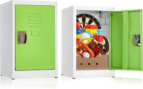 Vista 9 de AdirOffice Armario de almacenamiento de metal de acero para niños, organizador de almacenamiento resistente con llave y varillas para colgar