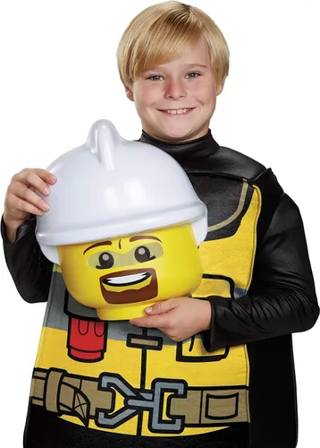 Vista 4 de Disguise Lego - Disfraz de bombero clásico color negro amarillo mediano 7-8