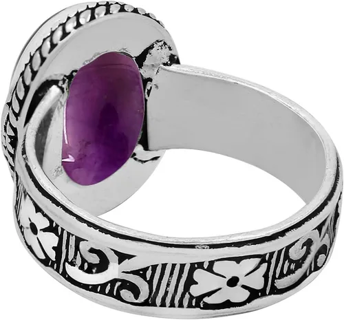 Vista 4 de 5.85 quilates de piedra preciosa natural de forma ovalada solitario para mujer, anillo de plata 925 con piedra natal superpuesta, regalo de joyería