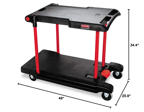 Vista 8 de Rubbermaid Commercial Convertible Utility Cart, Negro, fg430000bla