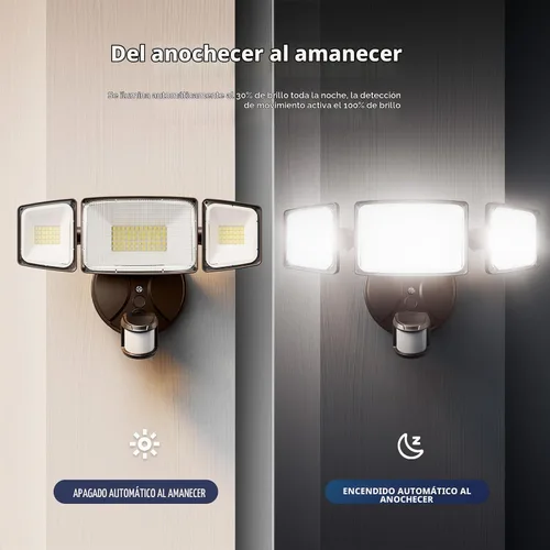 Vista 7 de Onforu Luces LED con sensor de movimiento de 100 W, luz de inundación del anochecer al amanecer, sensor de movimiento al aire libre, luces de Marrón