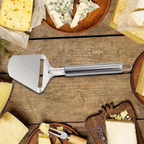 Vista 4 de 2 piezas de cortador de queso de mano, pequeño pelador de queso plateado de acero inoxidable, herramientas de corte para bloques de mantequilla