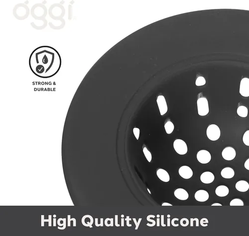 Vista 5 de OGGI Colador de silicona para fregadero de cocina, colador de drenaje de fregadero, tapón de drenaje, tapón de fregadero, borde de 4.6 pulgadas